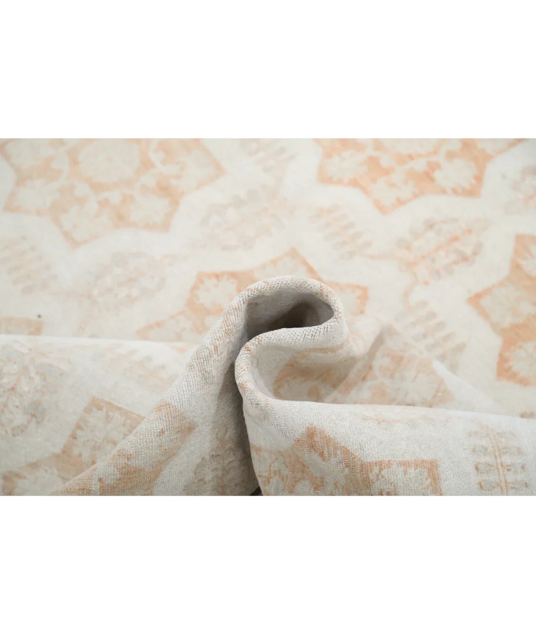 Ivory Afghan Tabriz Rug 8' 8" x 11' 3" Hand-Knotted | No. AT90365