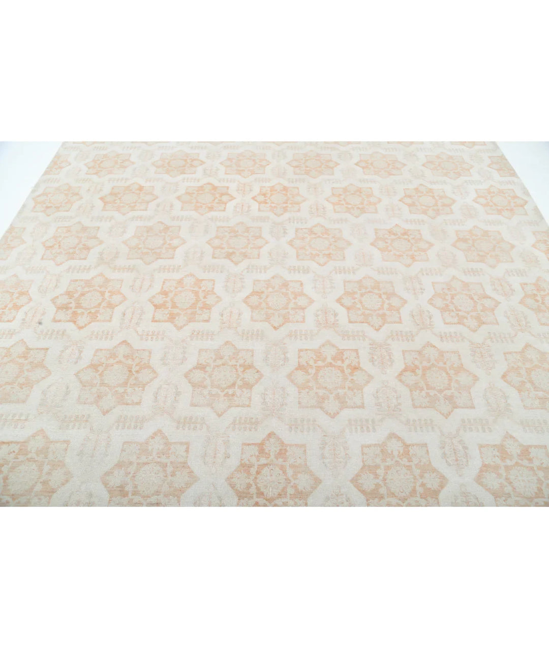 Ivory Afghan Tabriz Rug 8' 8" x 11' 3" Hand-Knotted | No. AT90365