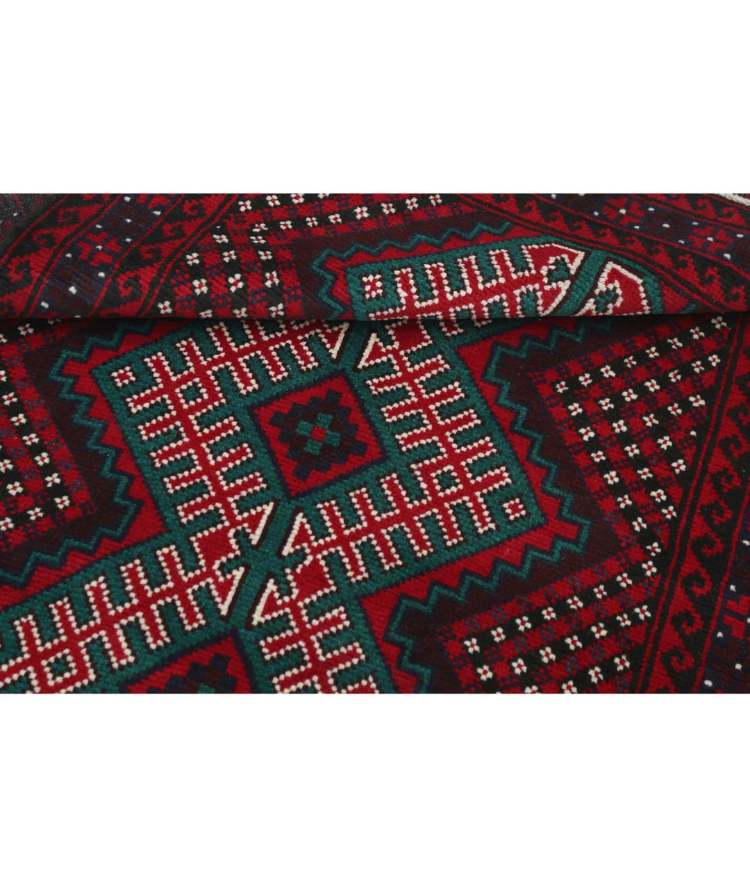 Red Afghan Baluchi Rug 2' 10" x 5' 0" Hand-Knotted | No. AT90370