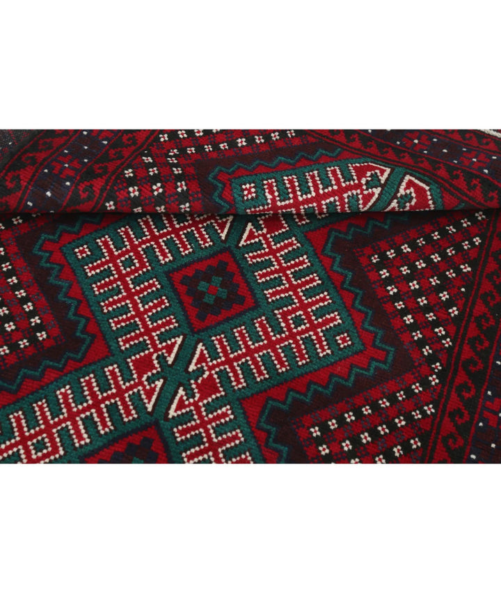 Red Afghan Baluchi Rug 2' 10" x 5' 0" Hand-Knotted | No. AT90370