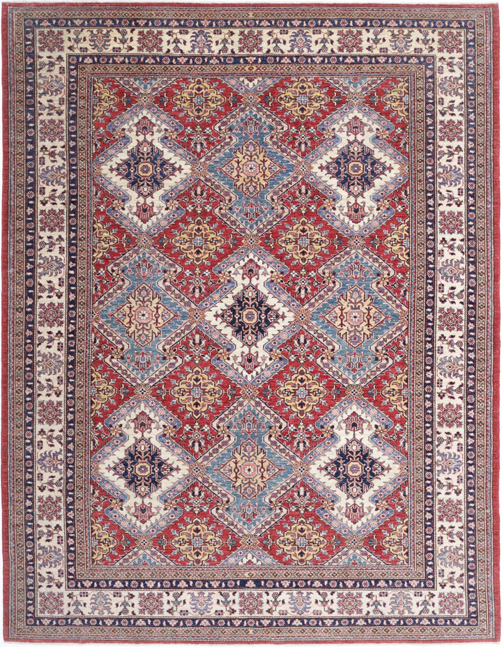 Afghan Royal Kazak Rug 8' 2" x 10' 8" Hand-Knotted | No. AT90418