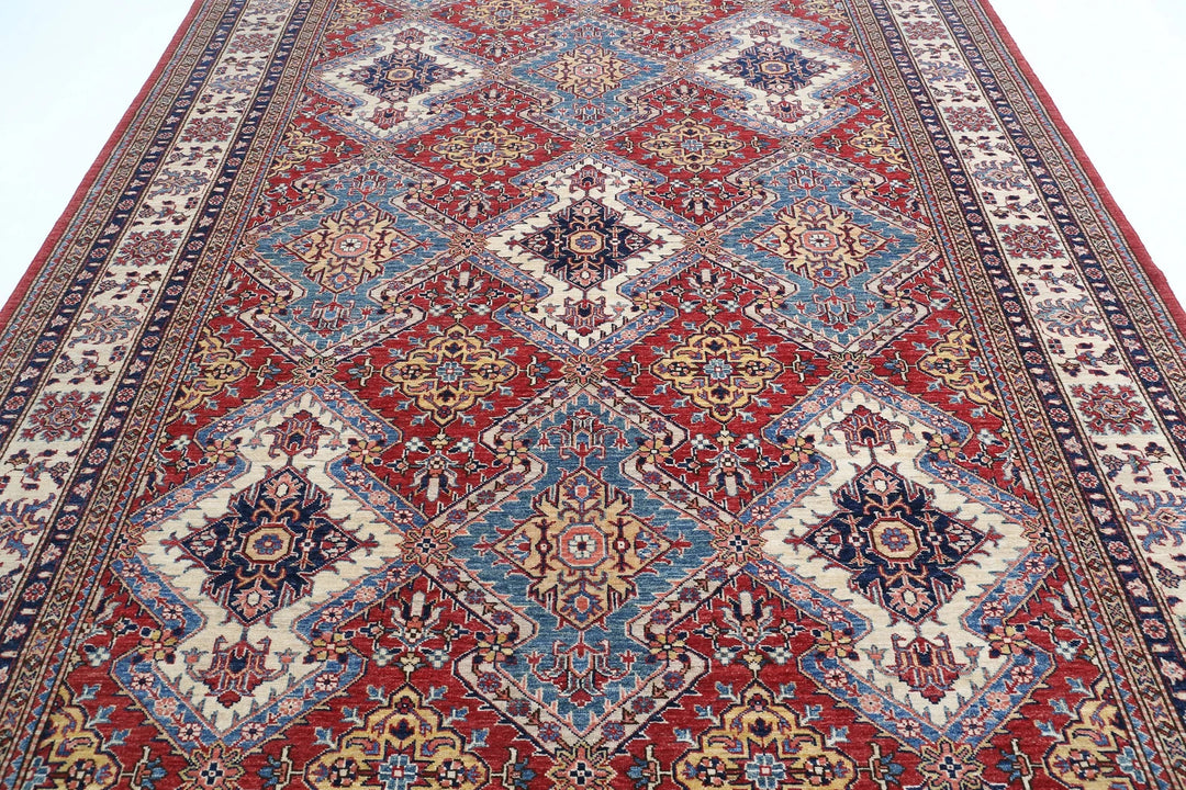 Afghan Royal Kazak Rug 8' 2" x 10' 8" Hand-Knotted | No. AT90418
