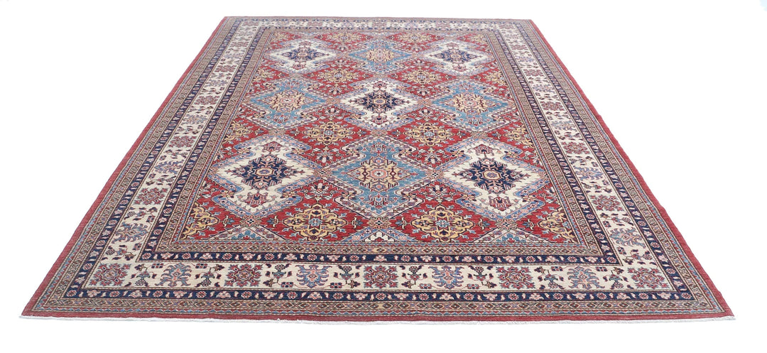 Afghan Royal Kazak Rug 8' 2" x 10' 8" Hand-Knotted | No. AT90418