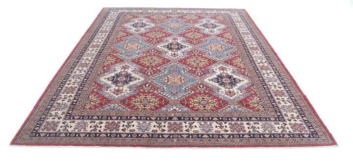 Afghan Royal Kazak Rug 8' 2" x 10' 8" Hand-Knotted | No. AT90418
