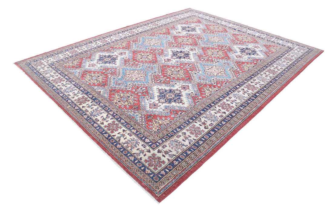 Afghan Royal Kazak Rug 8' 2" x 10' 8" Hand-Knotted | No. AT90418