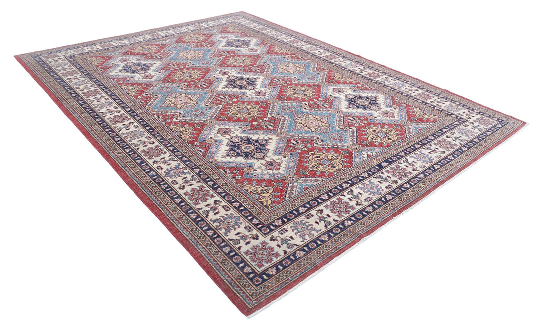 Afghan Royal Kazak Rug 8' 2" x 10' 8" Hand-Knotted | No. AT90418