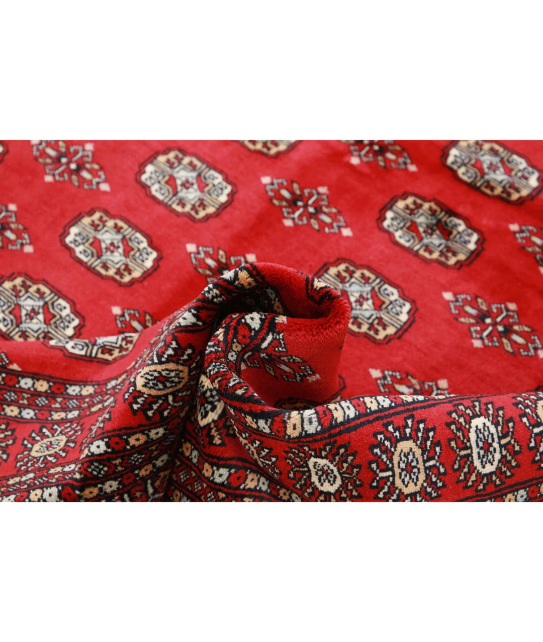 Red Pakistani Bokhara Rug 6' 0" x 8' 10" Hand-Knotted | No. AT90450