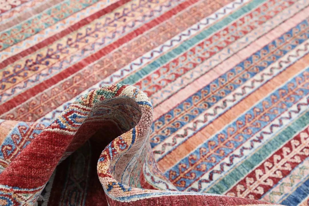 Red Afghan Oriental Rug 5' 8" x 8' 0" Hand-Knotted | No. AT90513
