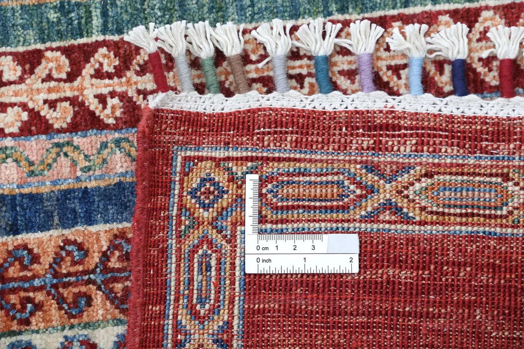 Red Afghan Oriental Rug 5' 8" x 8' 0" Hand-Knotted | No. AT90513