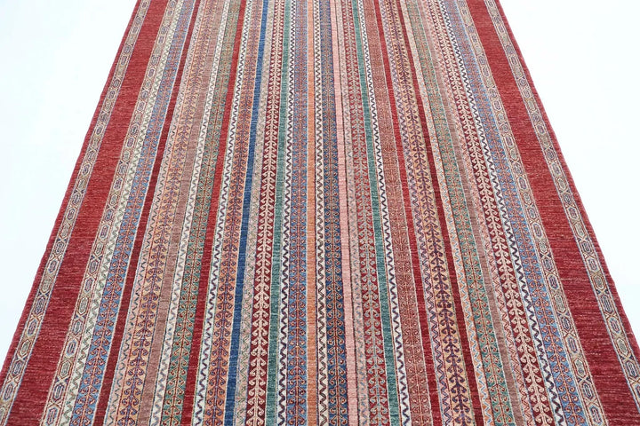Red Afghan Oriental Rug 5' 8" x 8' 0" Hand-Knotted | No. AT90513