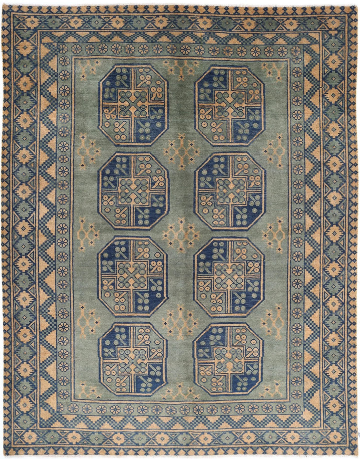 Afghan Akcha Revival Rug 5' 0" x 6' 6" Hand-Knotted | No. AT90625