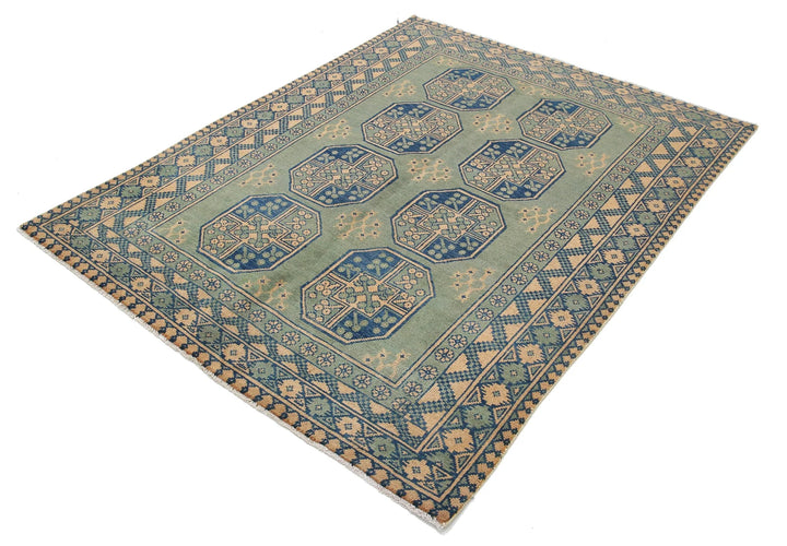 Afghan Akcha Revival Rug 5' 0" x 6' 6" Hand-Knotted | No. AT90625