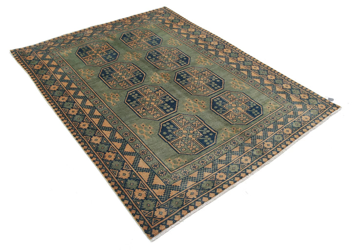 Afghan Akcha Revival Rug 5' 0" x 6' 6" Hand-Knotted | No. AT90625