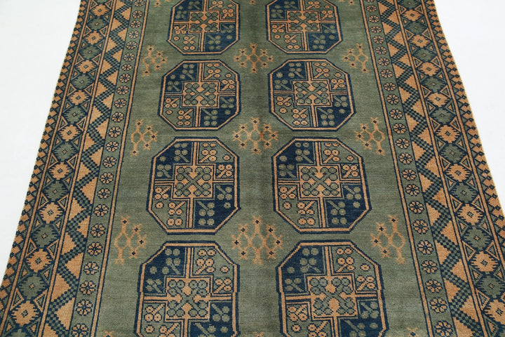 Afghan Akcha Revival Rug 5' 0" x 6' 6" Hand-Knotted | No. AT90625