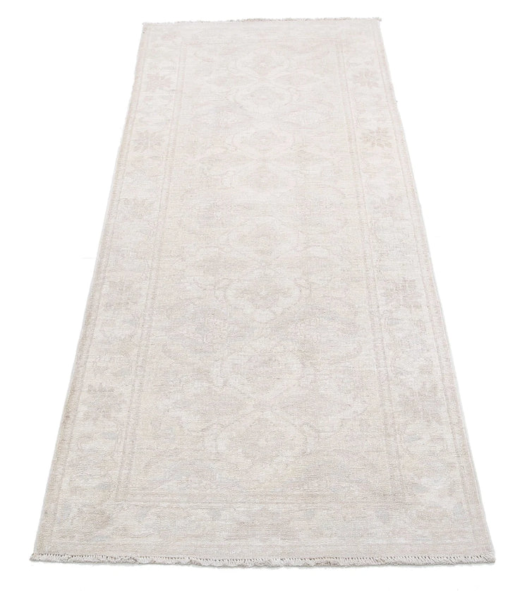 Ivory Afghan Serenity Rug 2' 5" x 6' 3" Hand-Knotted | No. AT90718
