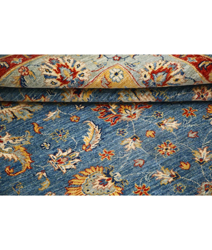 Blue Afghan Ziegler Rug 5' 7" x 8' 2" Hand-Knotted | No. AT90766