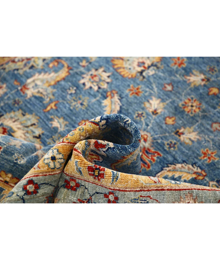 Blue Afghan Ziegler Rug 5' 7" x 8' 2" Hand-Knotted | No. AT90766