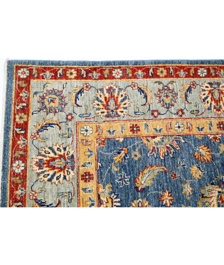 Blue Afghan Ziegler Rug 5' 7" x 8' 2" Hand-Knotted | No. AT90766