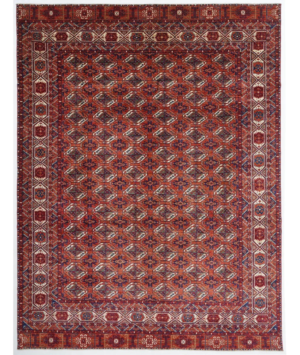 Red Afghan Ziegler Rug 10' 2" x 13' 3" Hand-Knotted | No. AT90768