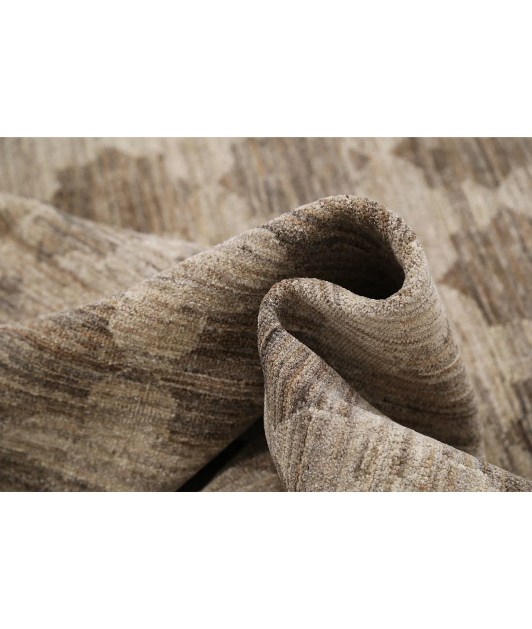 Beige Afghan Modcar Rug 6' 4" x 9' 5" Hand-Knotted | No. AT90769
