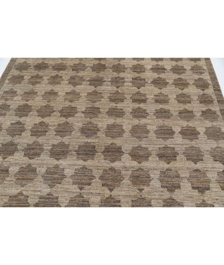 Beige Afghan Modcar Rug 6' 4" x 9' 5" Hand-Knotted | No. AT90769