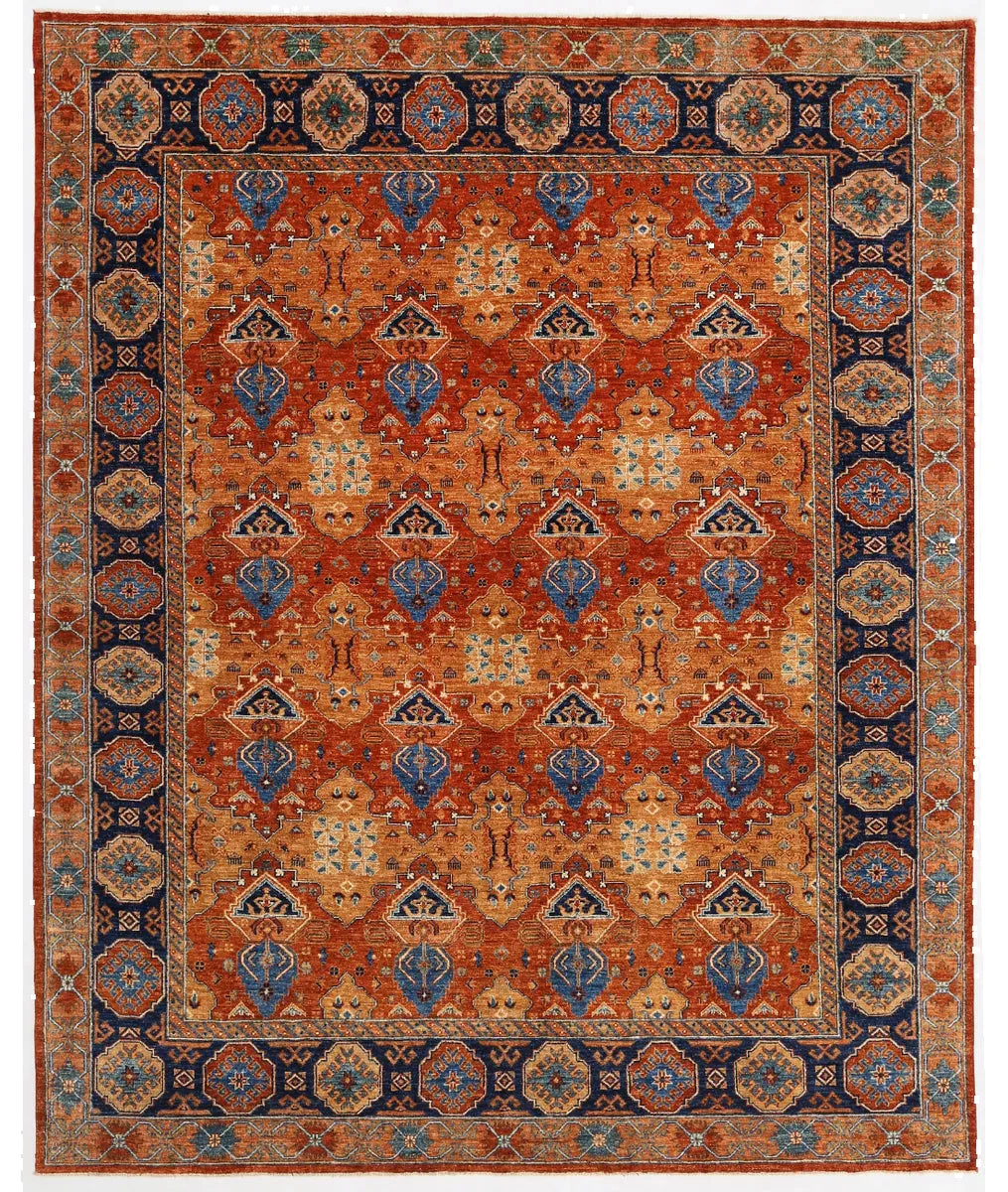 Afghan Heriz Rug 8' 0" x 9' 8" Hand-Knotted | No. AT90797