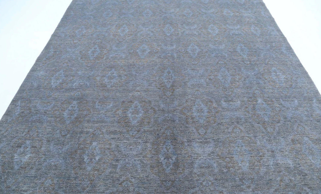 Grey Afghan Overdye Rug 8' 0" x 10' 7" Hand-Knotted | No. AT90933