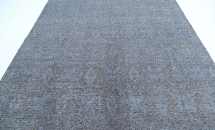 Grey Afghan Overdye Rug 8' 0" x 10' 7" Hand-Knotted | No. AT90933