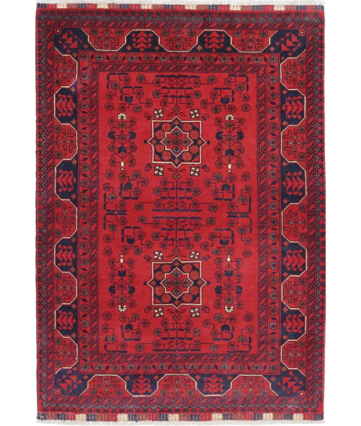 Afghan Khamyab Rug 3' 4" x 4' 8" Hand-Knotted | No. AT91022