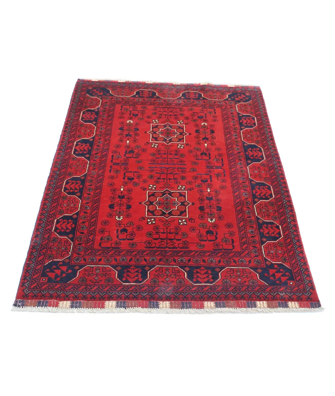 Afghan Khamyab Rug 3' 4" x 4' 8" Hand-Knotted | No. AT91022