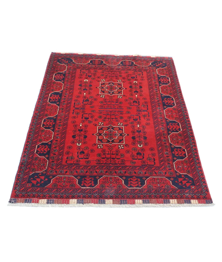 Afghan Khamyab Rug 3' 4" x 4' 8" Hand-Knotted | No. AT91022