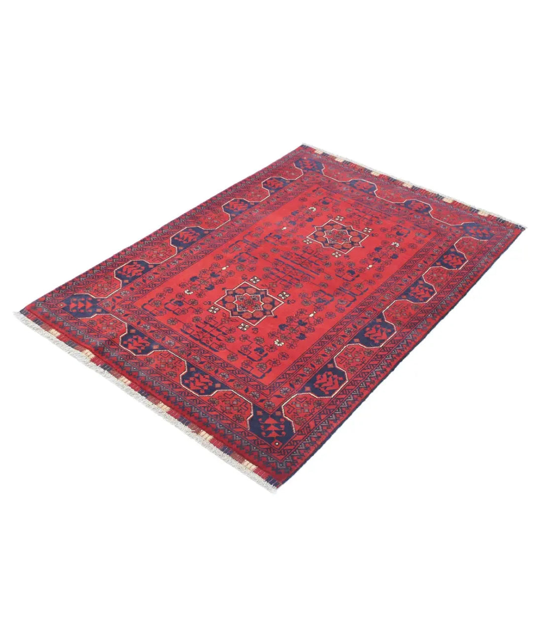 Afghan Khamyab Rug 3' 4" x 4' 8" Hand-Knotted | No. AT91022