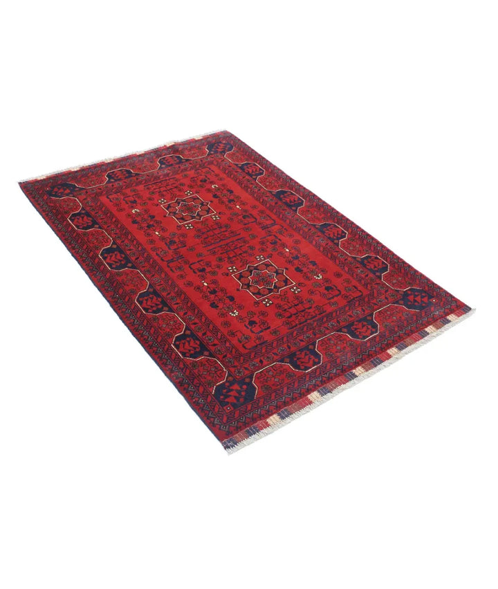Afghan Khamyab Rug 3' 4" x 4' 8" Hand-Knotted | No. AT91022