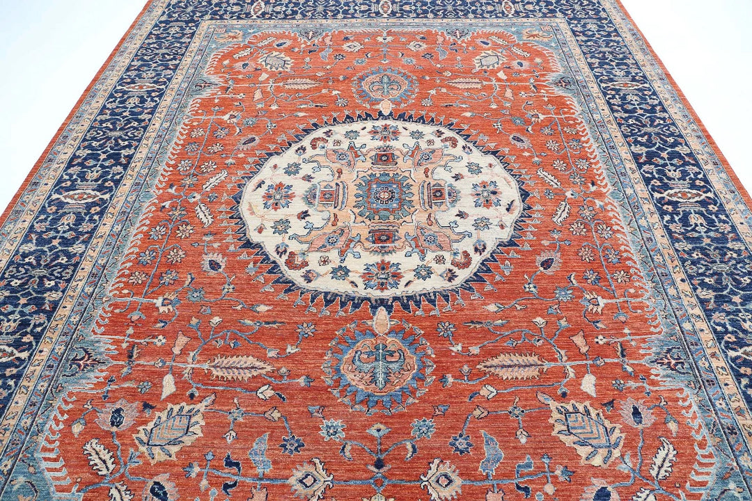 Afghan Humna Rug 8' 11" x 10' 10" Hand-Knotted | No. AT91100