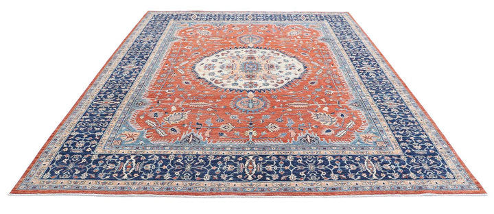 Afghan Humna Rug 8' 11" x 10' 10" Hand-Knotted | No. AT91100