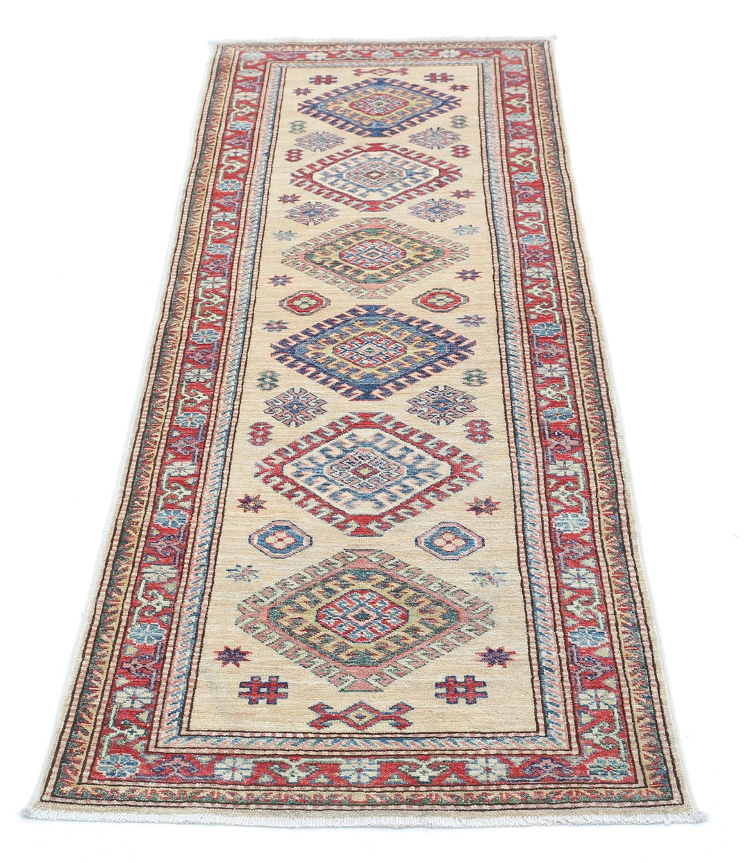 Afghan Royal Kazak Rug 2' 4" x 6' 3" Hand-Knotted | No. AT91111