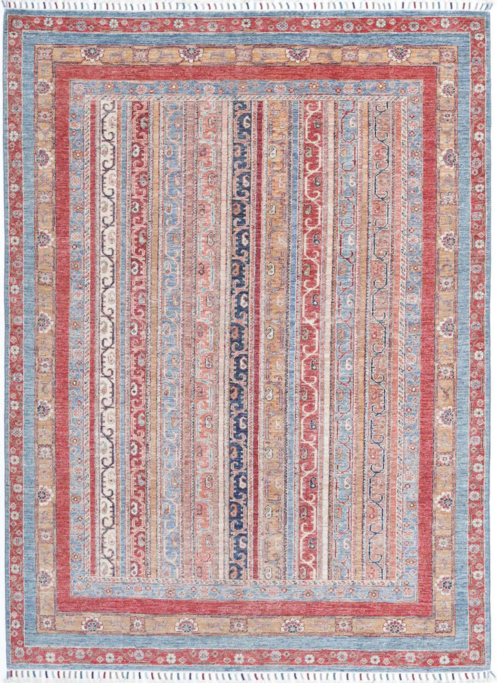 Blue Afghan Shaal Rug 5' 7" x 7' 10" Hand-Knotted | No. AT91164