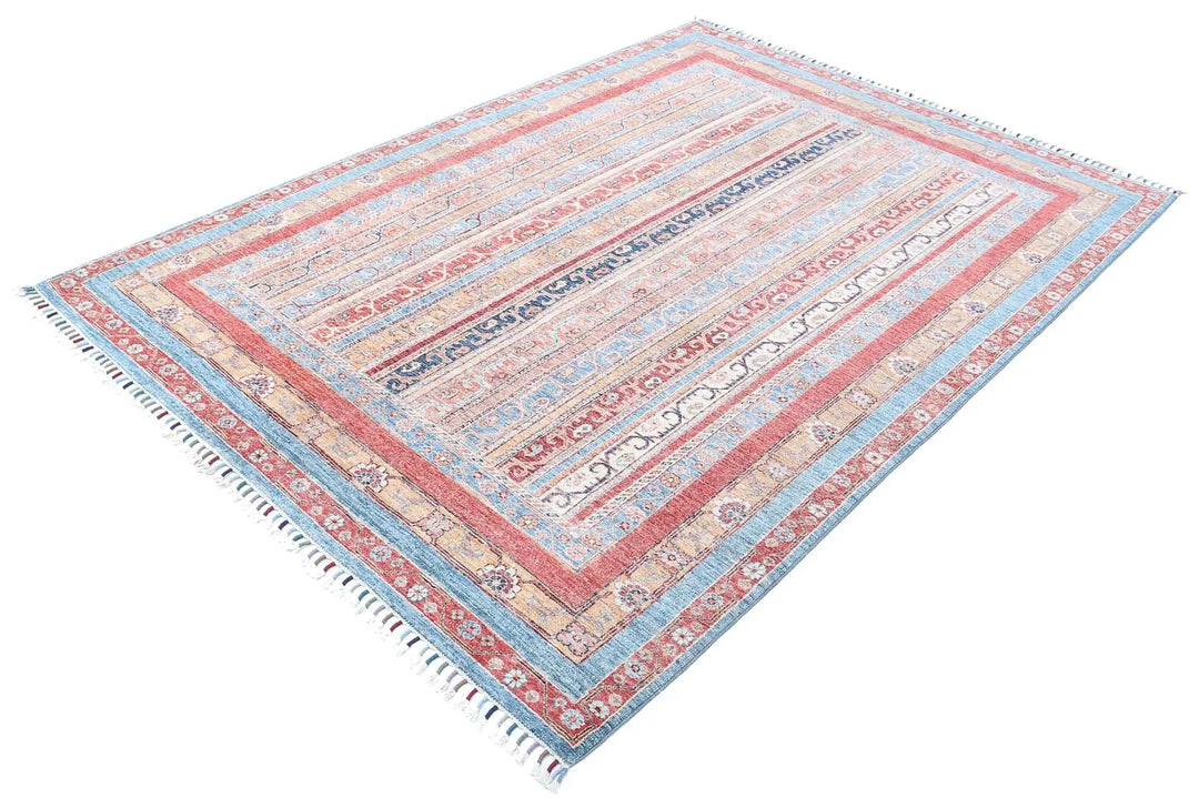Blue Afghan Shaal Rug 5' 7" x 7' 10" Hand-Knotted | No. AT91164