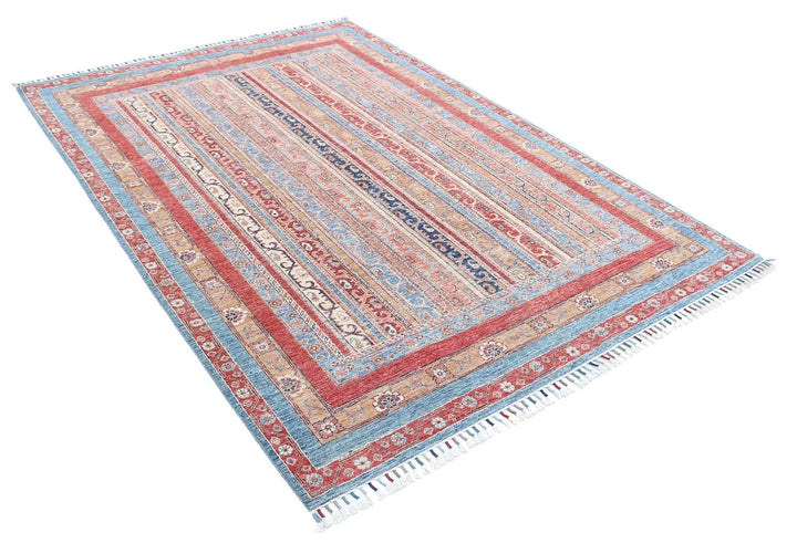 Blue Afghan Shaal Rug 5' 7" x 7' 10" Hand-Knotted | No. AT91164