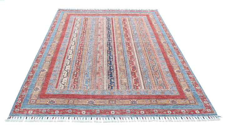 Blue Afghan Shaal Rug 5' 7" x 7' 10" Hand-Knotted | No. AT91164