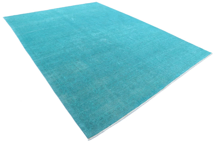 Green Afghan Overdye Rug 9' 1" x 12' 0" Hand-Knotted | No. AT91199