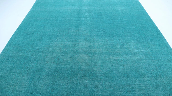 Green Afghan Overdye Rug 9' 1" x 12' 0" Hand-Knotted | No. AT91199