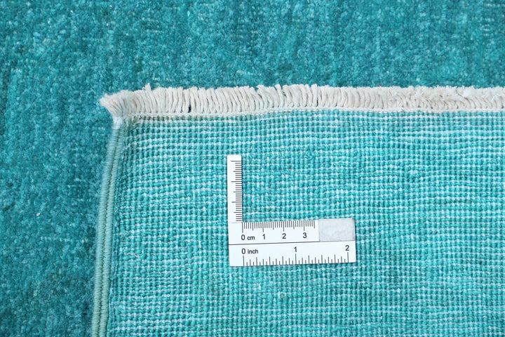 Green Afghan Overdye Rug 9' 1" x 12' 0" Hand-Knotted | No. AT91199