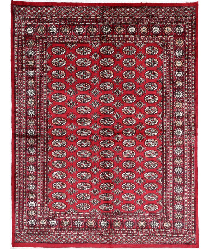 Red Pakistani Bokhara Rug 6' 4" x 8' 3" Hand-Knotted | No. AT91224