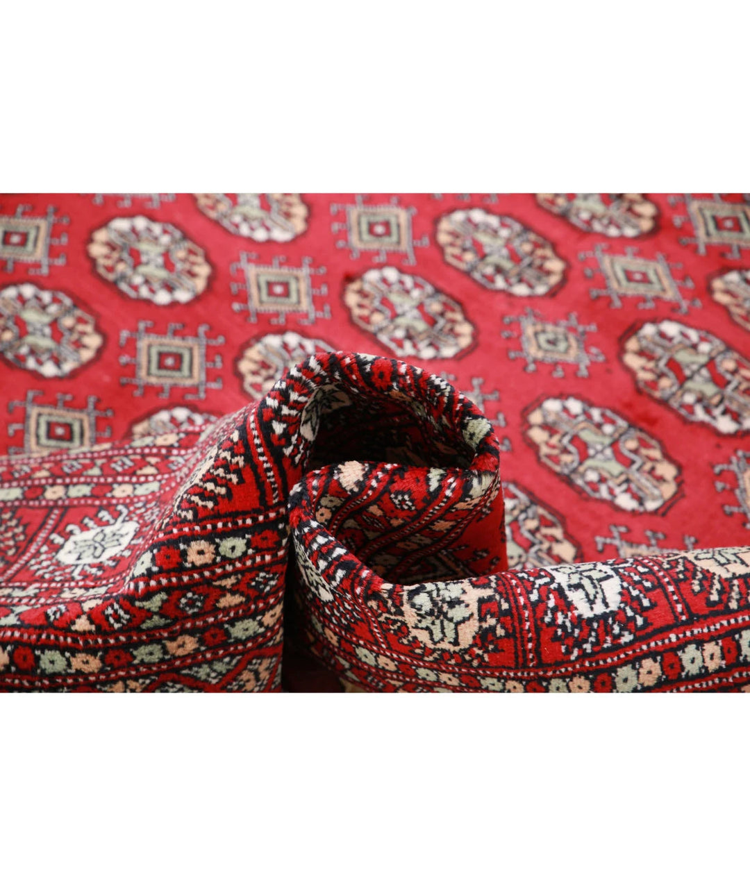Red Pakistani Bokhara Rug 6' 4" x 8' 3" Hand-Knotted | No. AT91224