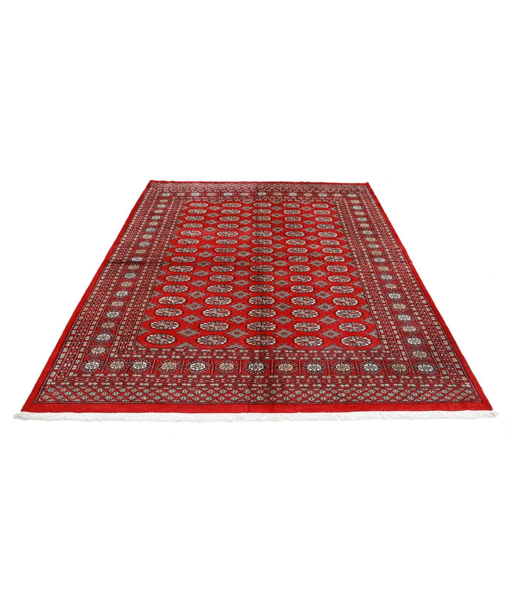 Red Pakistani Bokhara Rug 6' 4" x 8' 3" Hand-Knotted | No. AT91224