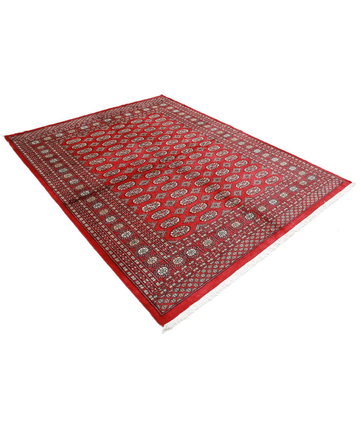 Red Pakistani Bokhara Rug 6' 4" x 8' 3" Hand-Knotted | No. AT91224