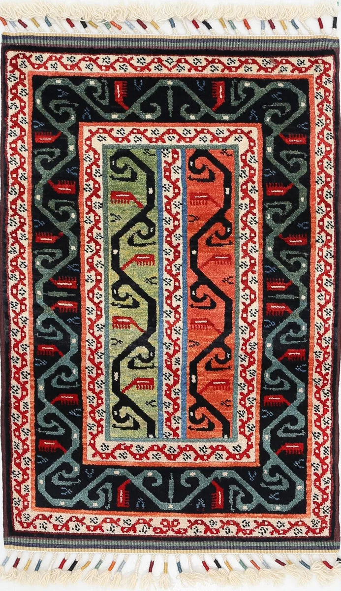Afghan Shaal Rug 2' 1" x 3' 1" Hand-Knotted | No. AT91317