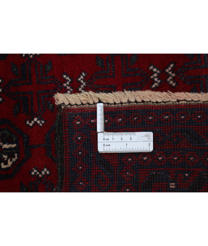 Red Afghan Baluchi Rug 3' 0" x 4' 9" Hand-Knotted | No. AT91376
