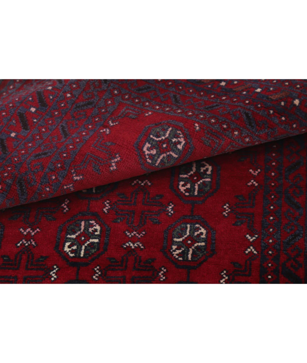 Red Afghan Baluchi Rug 3' 0" x 4' 9" Hand-Knotted | No. AT91376